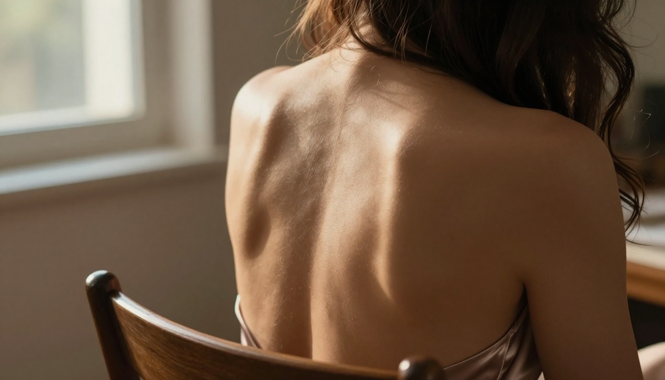 Bare back detail satin dress side lighting