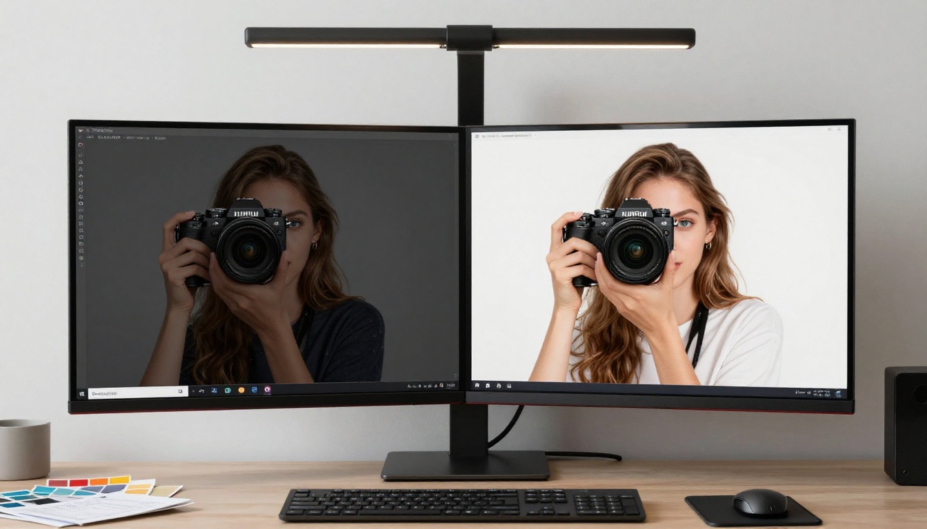 Side-by-side comparison of AI image quality at different settings on a widescreen monitor