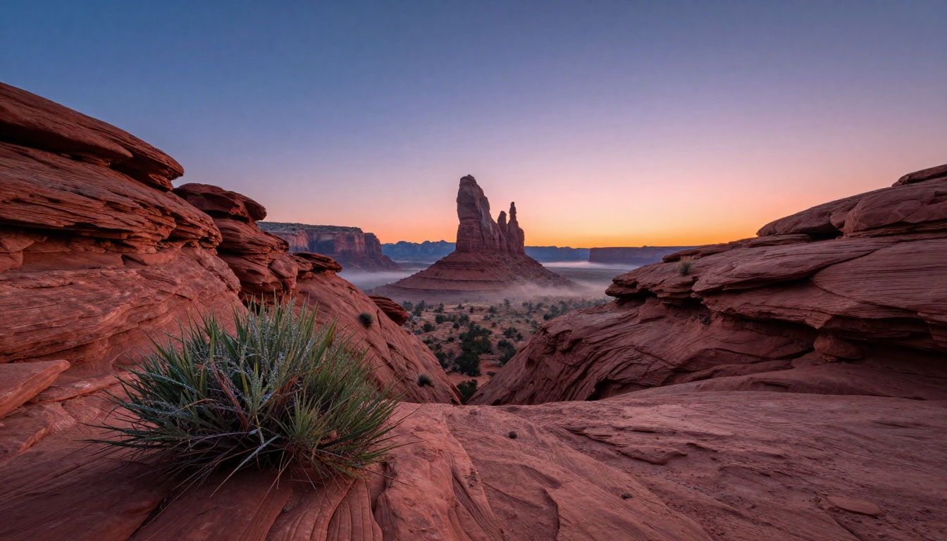 Dramatic red rock canyon formations at sunrise with natural morning light Dramatic red rock canyon formations at sunrise with natural morning light