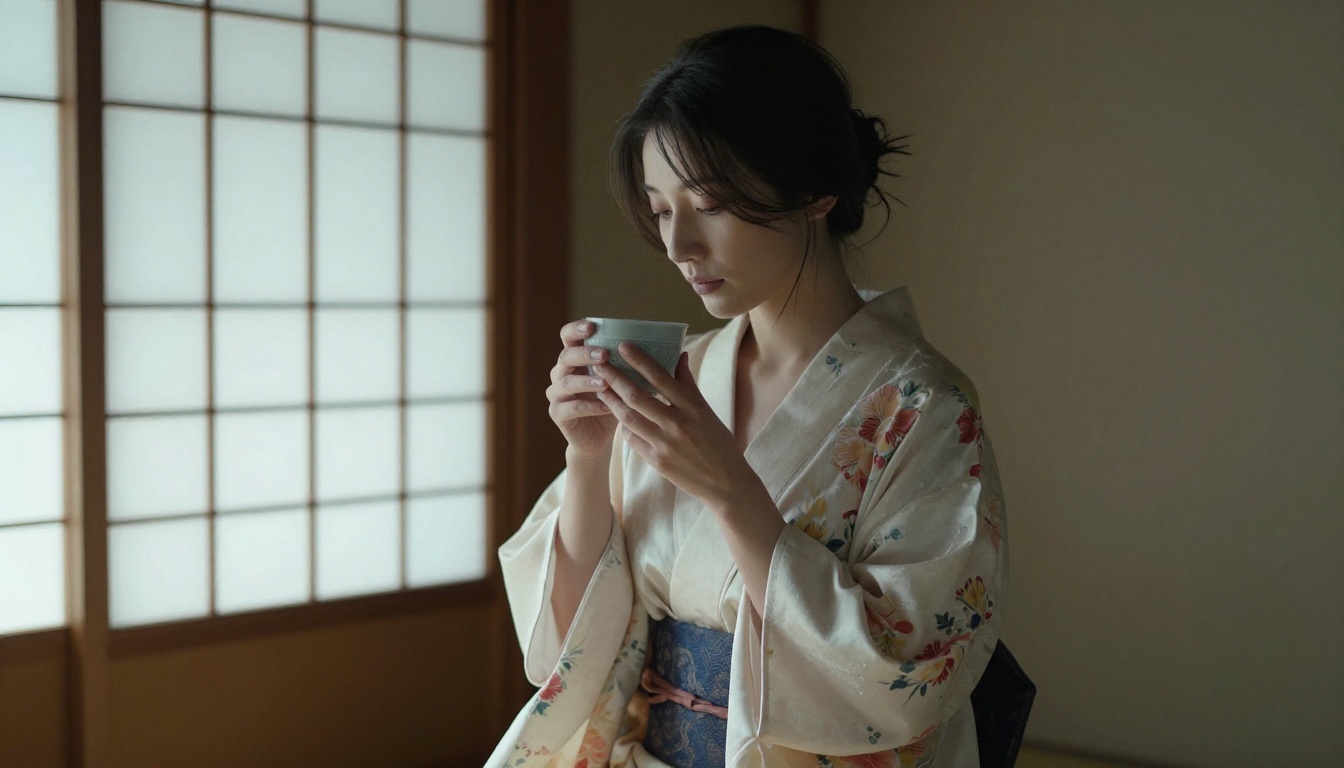 Woman in silk kimono representing the type of photorealistic source image generated by Seedream 5 Pro for use as Kling 3.5 starting frames