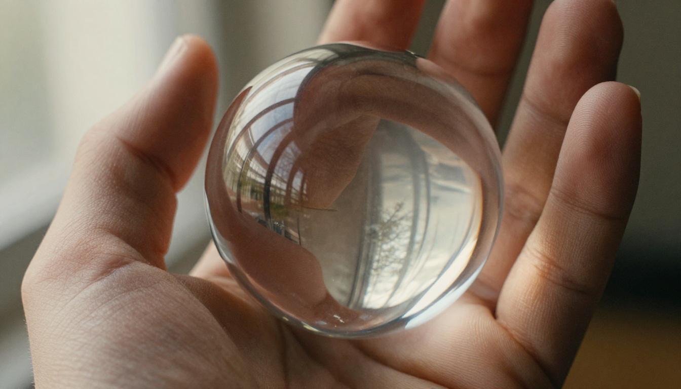 Extreme close-up of a human hand holding a glass sphere with fine skin texture Extreme close-up of a human hand holding a glass sphere with fine skin texture