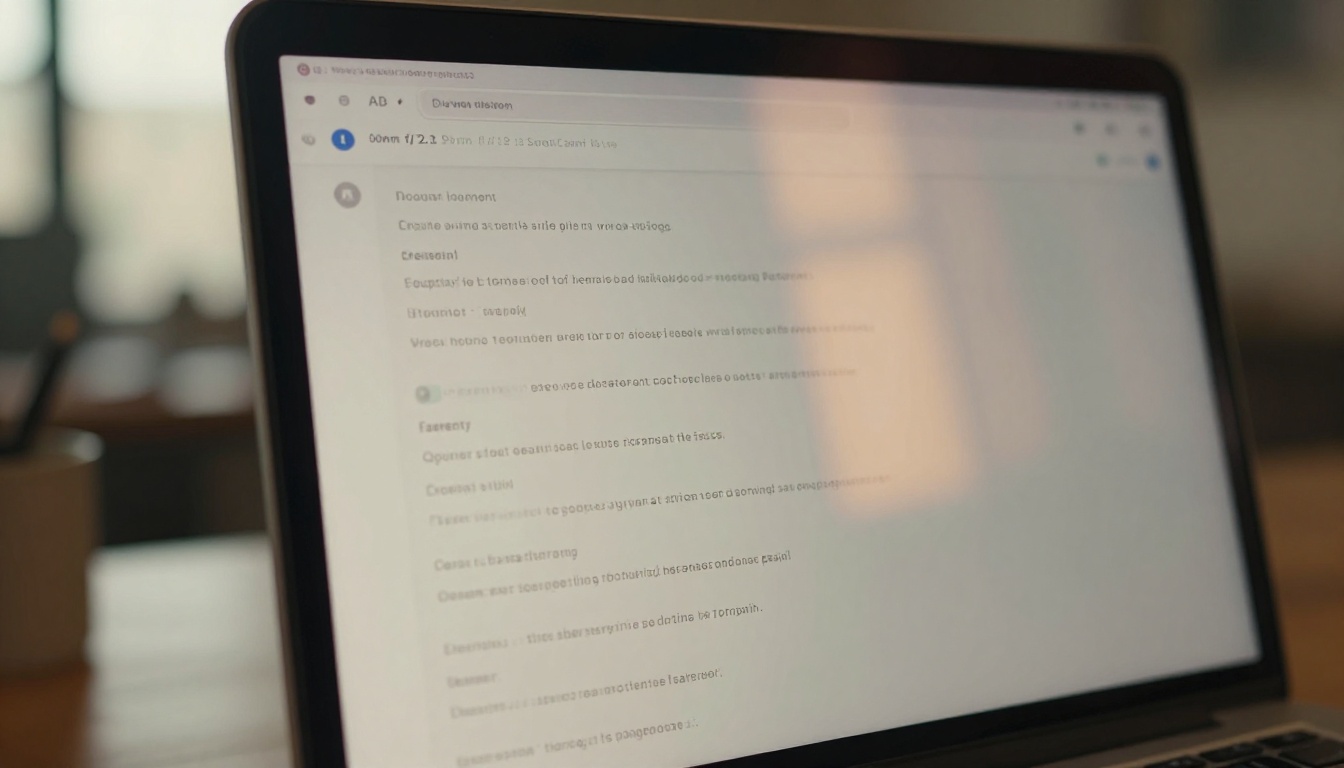 Close-up of a laptop screen displaying a clean AI chat interface Close-up of a laptop screen displaying a clean AI chat interface