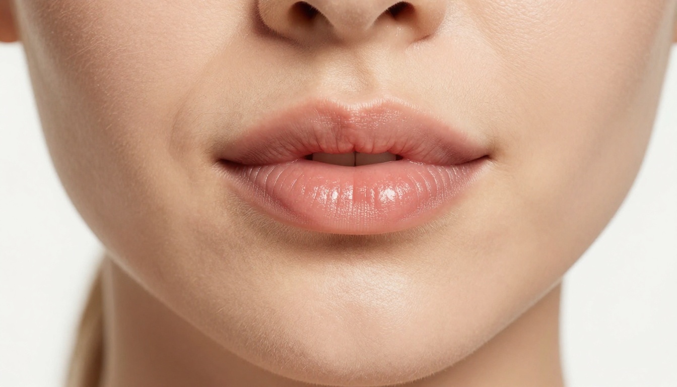 Beauty close-up macro photography, lips and collarbone, extreme skin texture detail