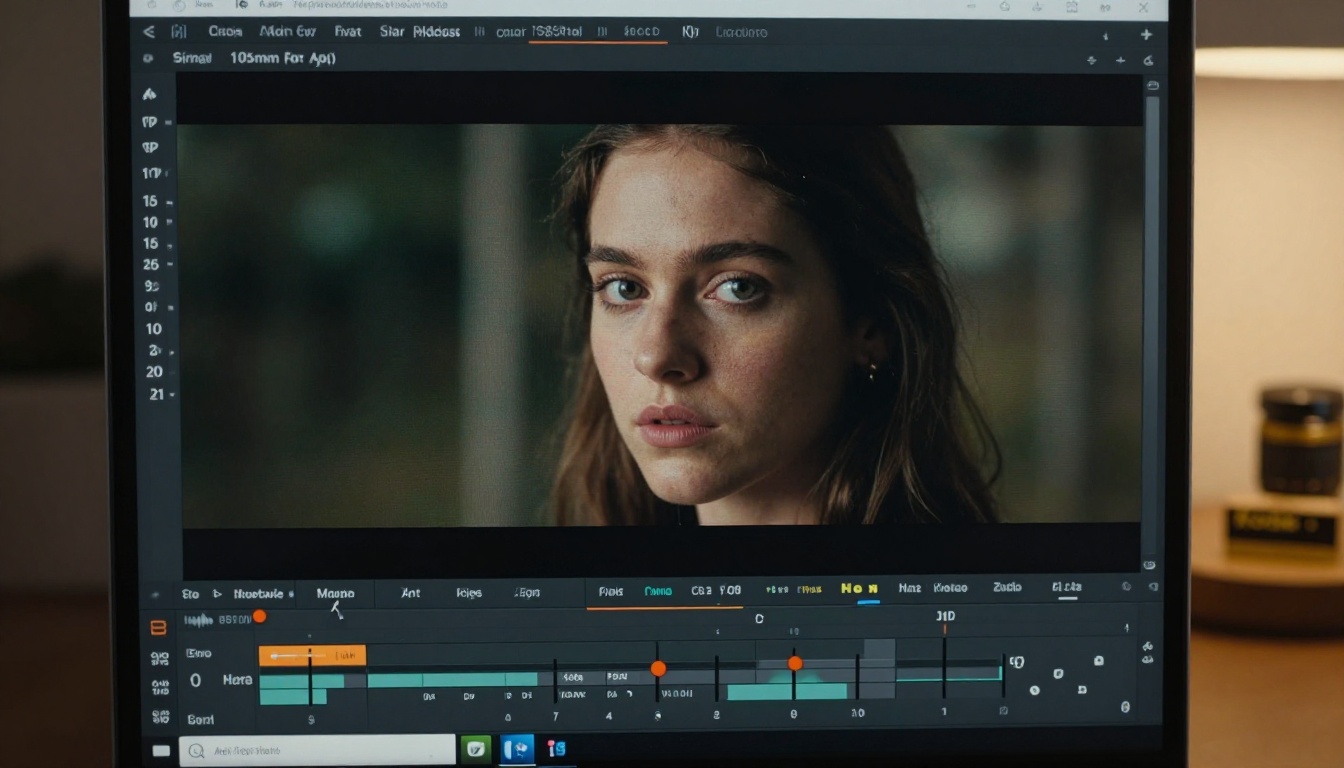 Monitor closeup showing AI-generated video frame quality detail