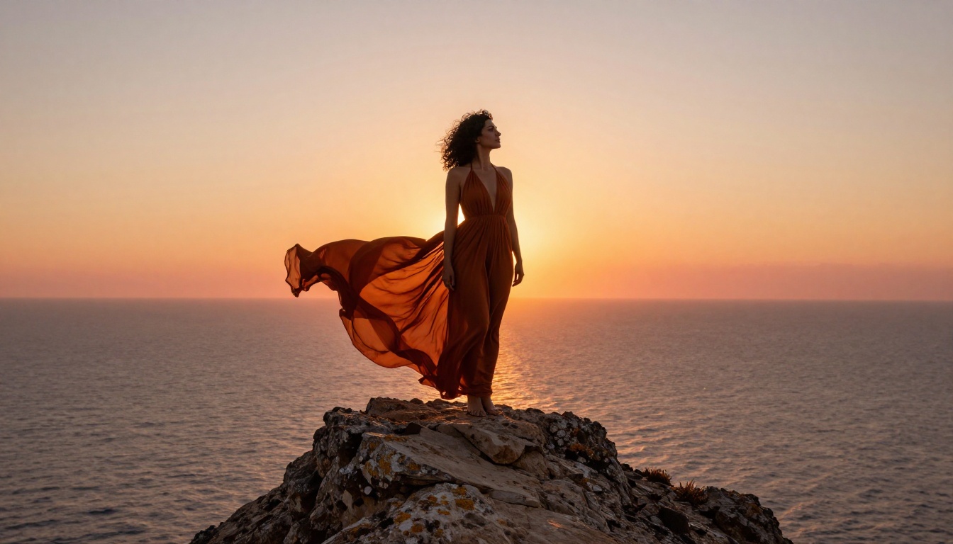 Dramatic sunset cliff silhouette with golden hour backlit rim light Dramatic sunset cliff silhouette with golden hour backlit rim light
