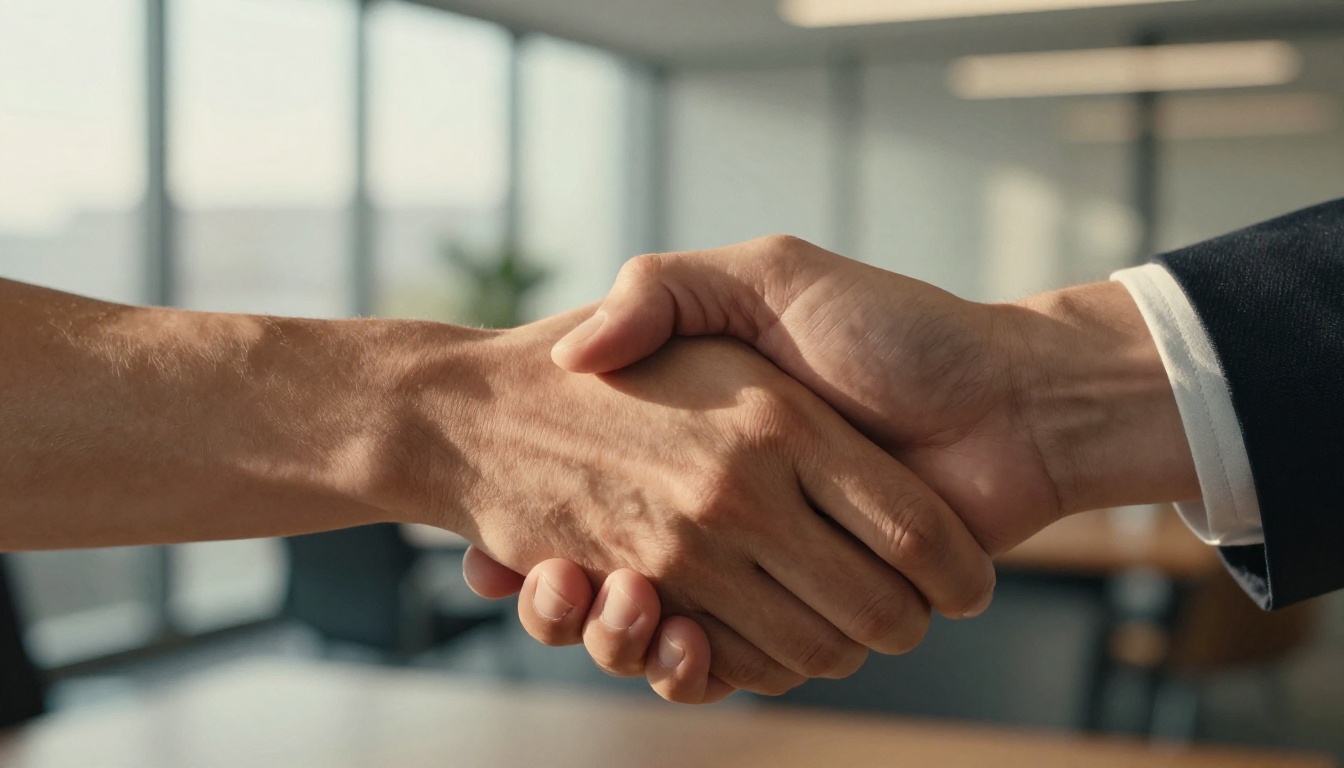 Business handshake representing digital trust and verified AI authentication