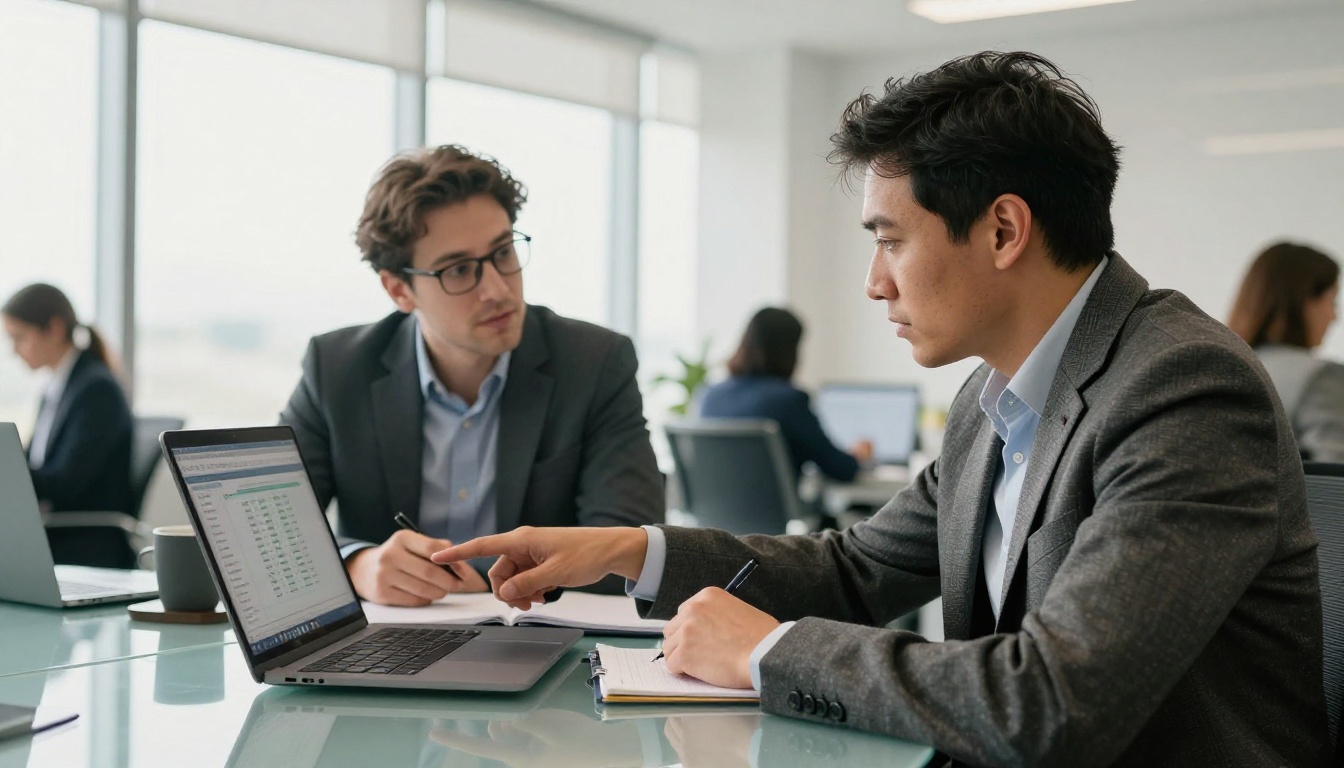 Two professionals reviewing AI costs together
