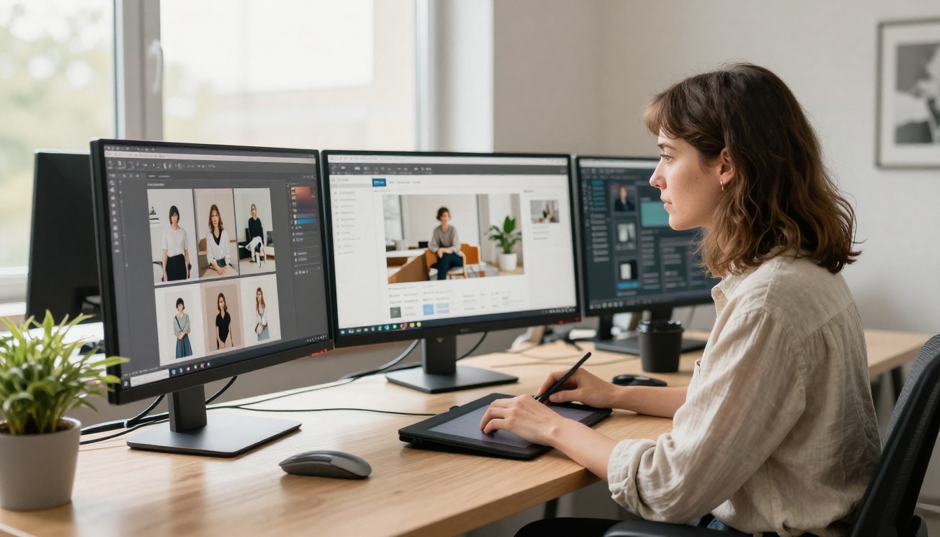 Creative professional at a design workstation