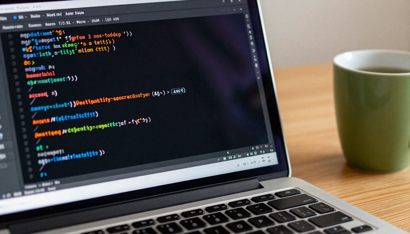 Close-up of laptop screen showing API configuration parameters in code editor