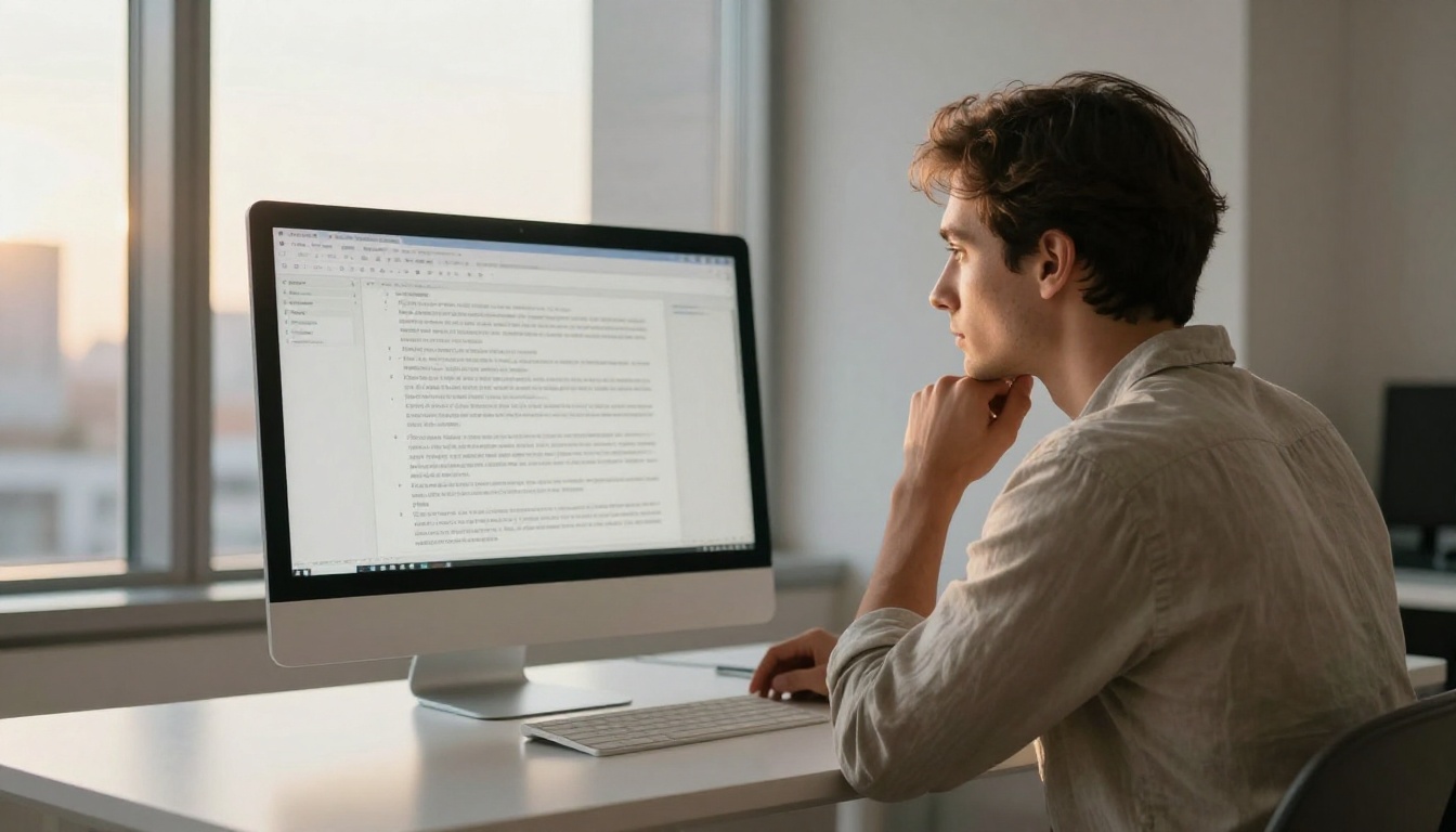 Writer at desk with soft afternoon light