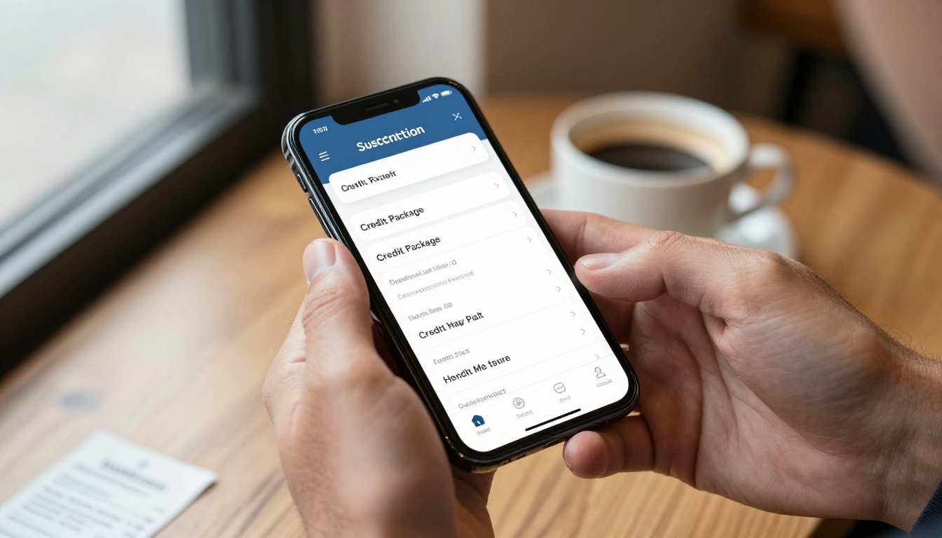 Hands holding smartphone with subscription pricing interface
