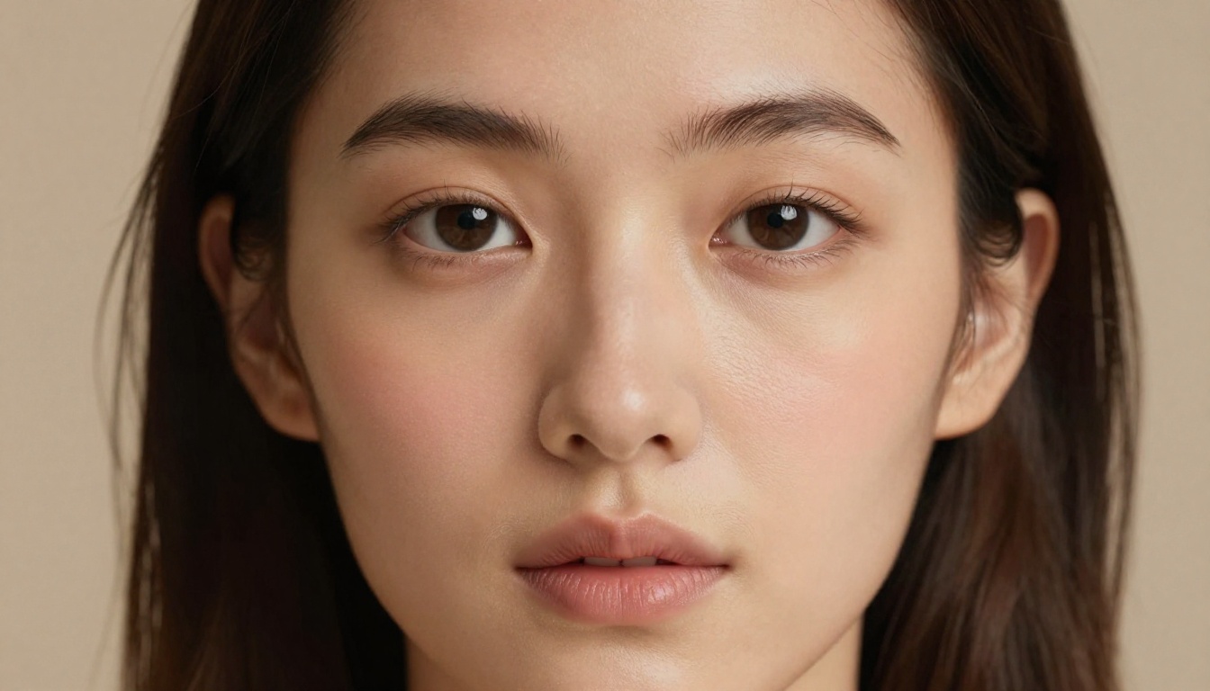 Close-up portrait of woman with natural skin, looking into camera Close-up portrait of woman with natural skin, looking into camera