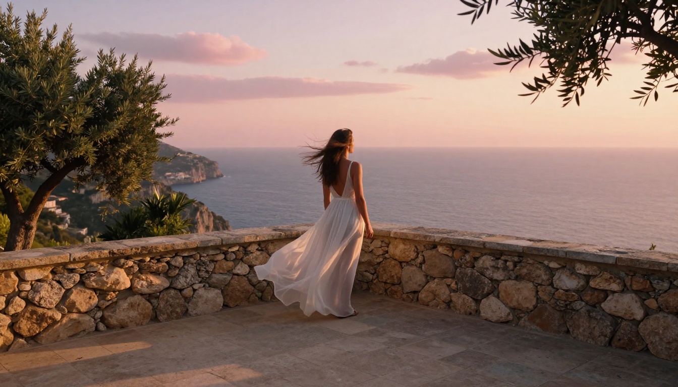 Clifftop terrace at golden hour