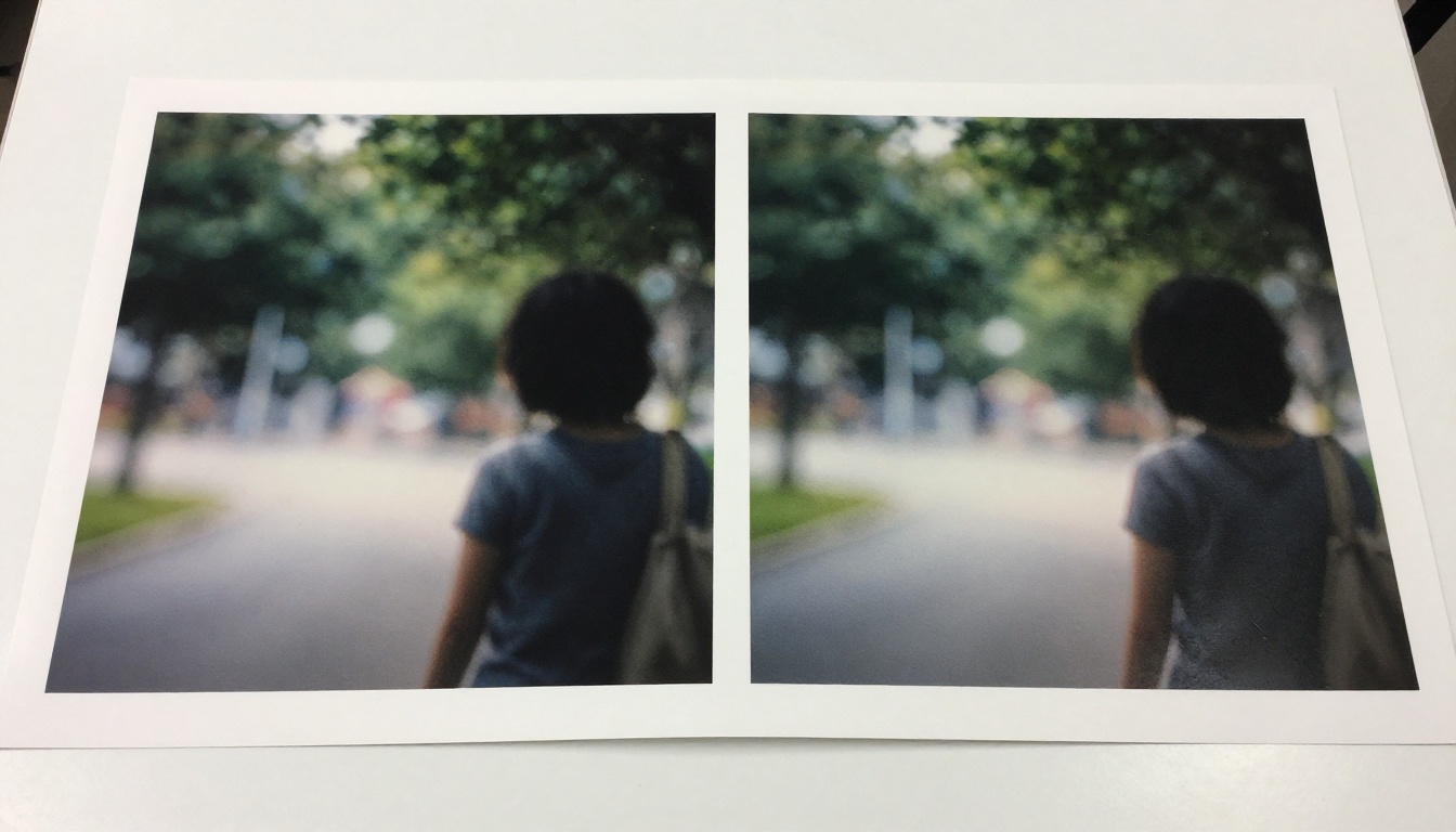 Side-by-side comparison of original and retake-fixed video frames showing improved background quality