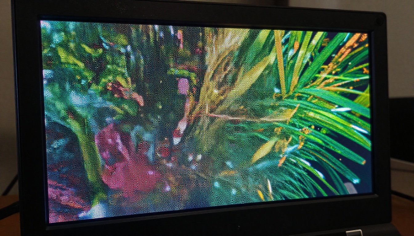 Extreme close-up of 4K rendered video frame detail on a high-DPI monitor