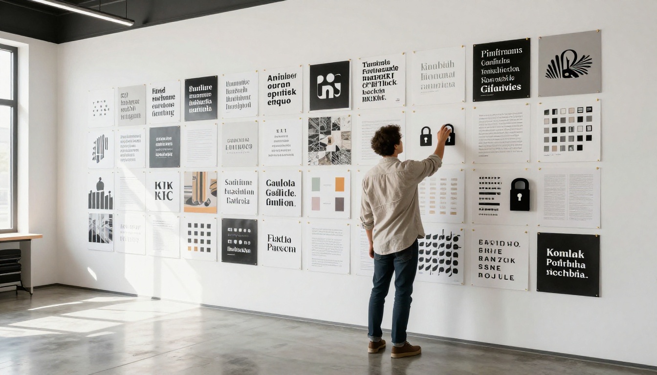 Agency brand mood board covering a large studio wall Agency brand mood board covering a large studio wall