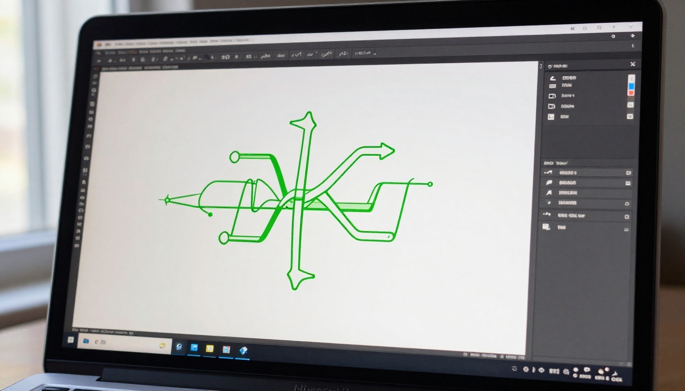 Vector SVG artwork with bezier path handles and anchor nodes visible on a design software interface Vector SVG artwork with bezier path handles and anchor nodes visible on a design software interface