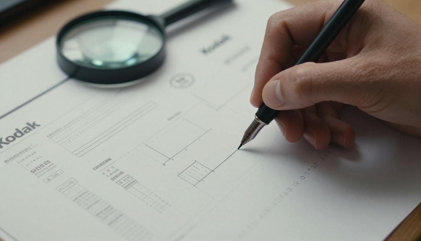 Designer annotating brand proof sheet on light table Designer annotating brand proof sheet on light table