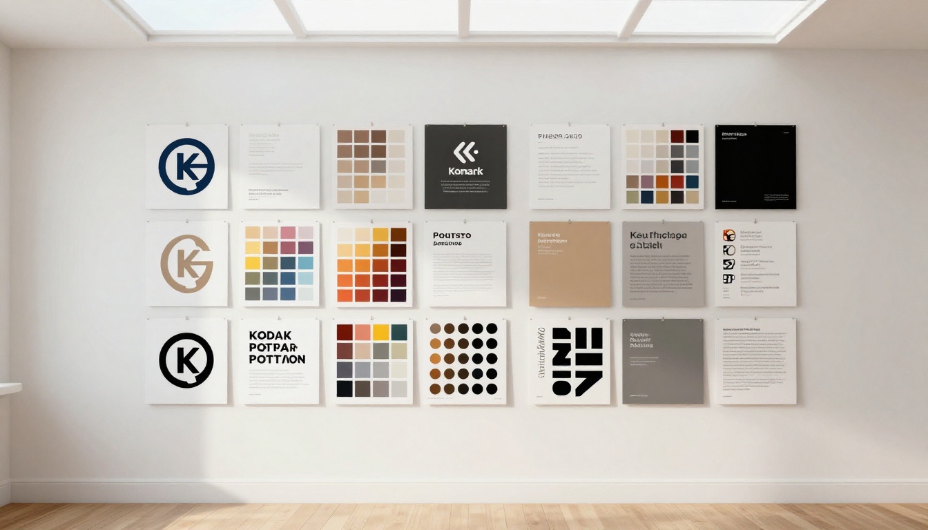 Brand identity mood board with logo variations Brand identity mood board with logo variations