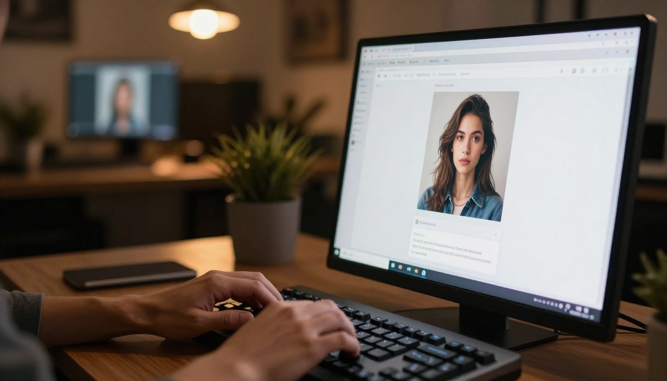 A person using an AI interface with image generation tools on a screen