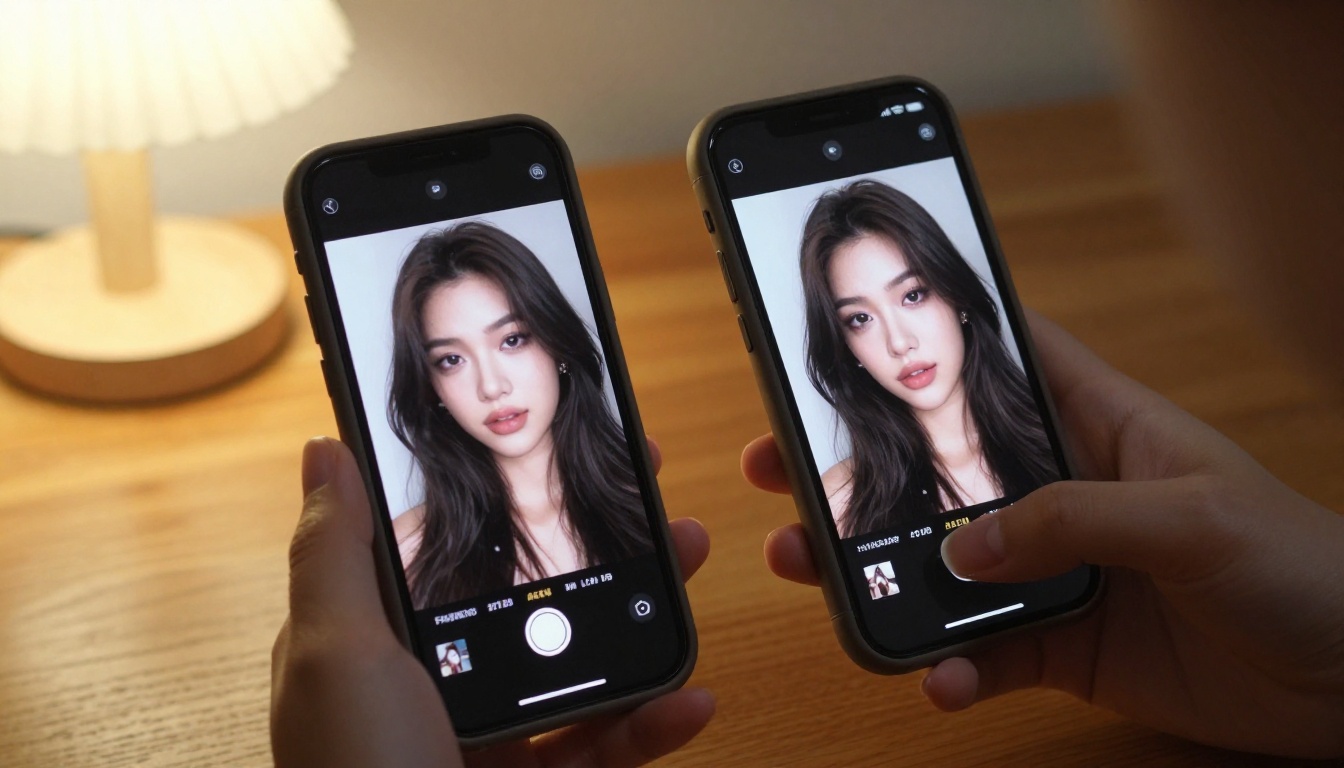 AI generated glamour image results displayed on smartphone