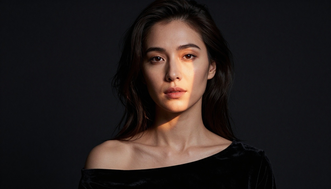 Dramatic Rembrandt-lit beauty portrait - photorealistic AI photography