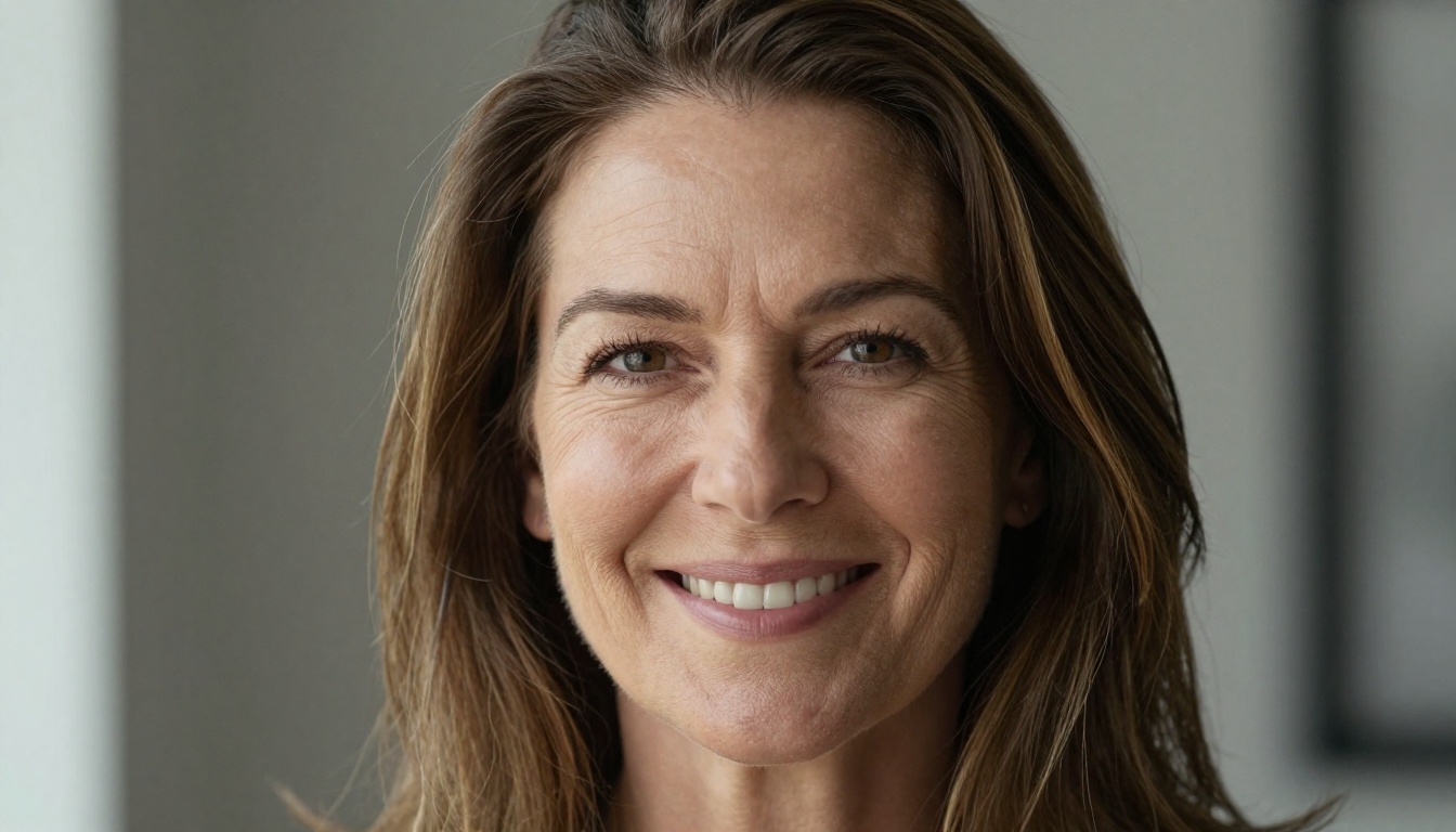 Mature woman portrait headshot with naturally retouched fine lines