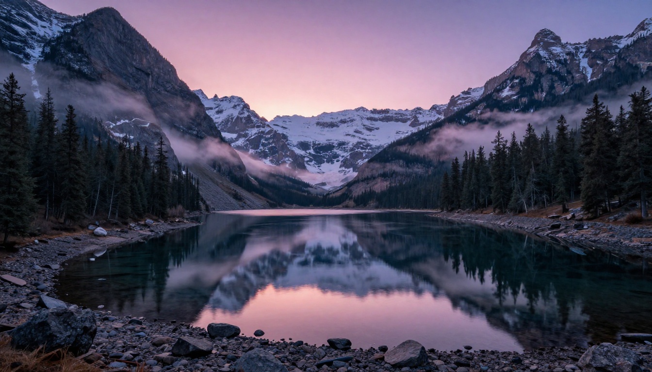 Mountain landscape at blue hour generated by AI