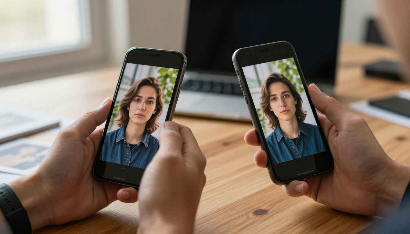 Comparison of AI-generated images on smartphone screens