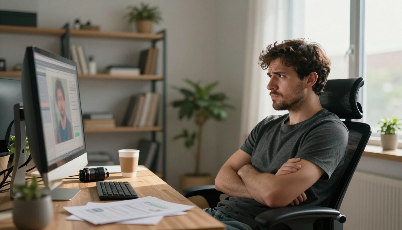 Designer reviewing AI image output limitations
