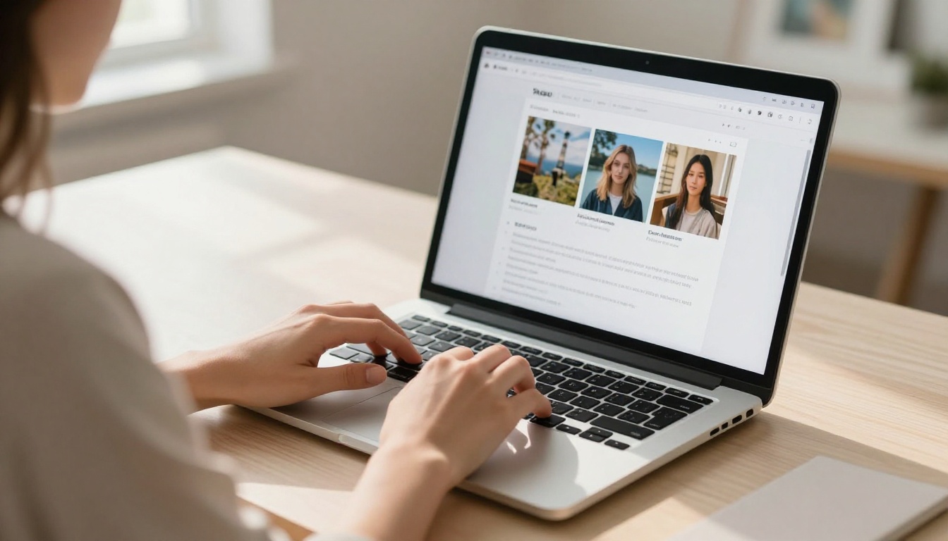 Person using AI image generation platform on laptop