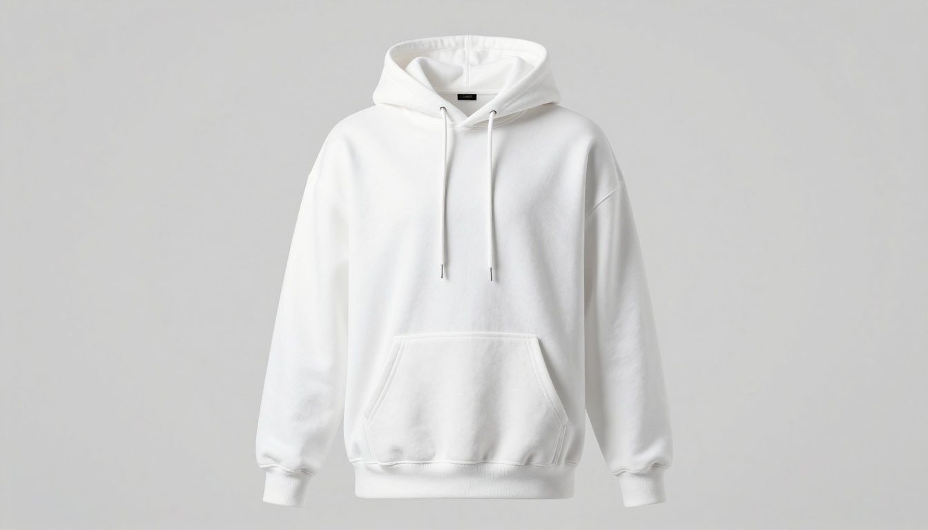 White oversized hoodie ghost mannequin studio shot clean white background