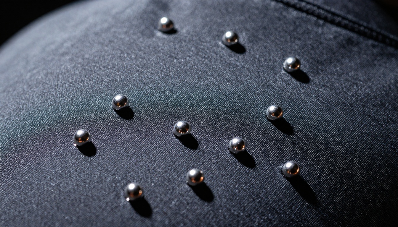 Motion capture suit with reflective tracking markers under brilliant studio overhead light showing precise textile detail Motion capture suit with reflective tracking markers under brilliant studio overhead light showing precise textile detail