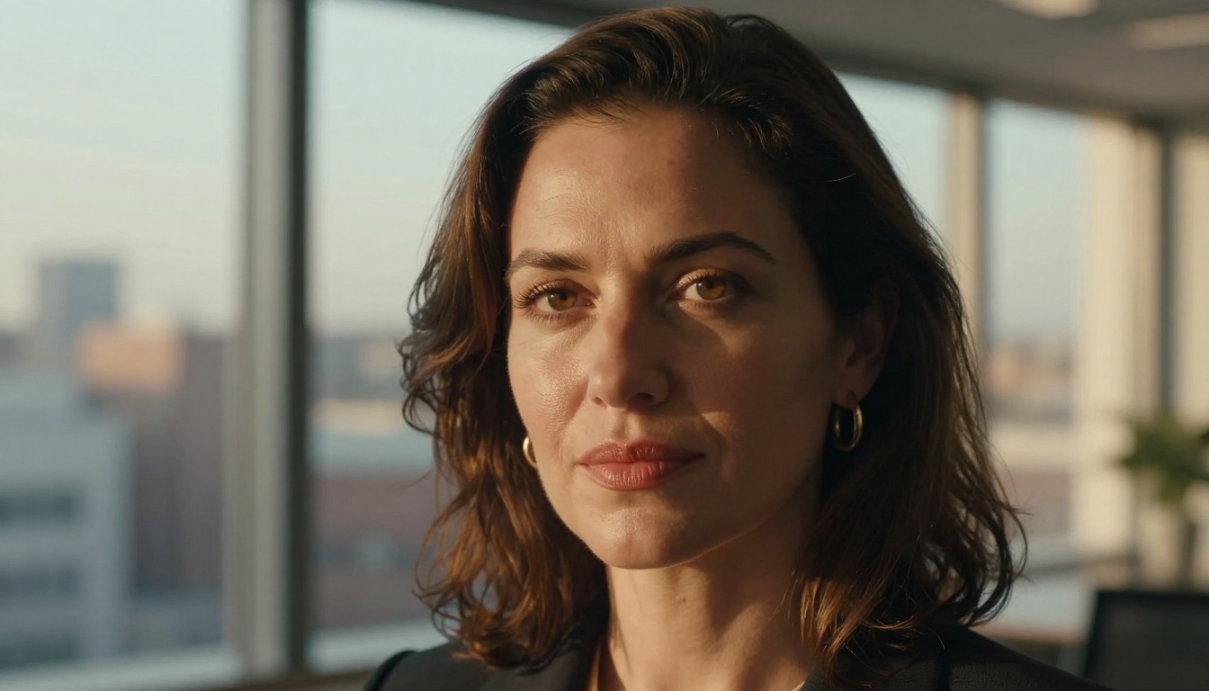 Professional woman portrait demonstrating AI video facial identity retention and skin texture fidelity