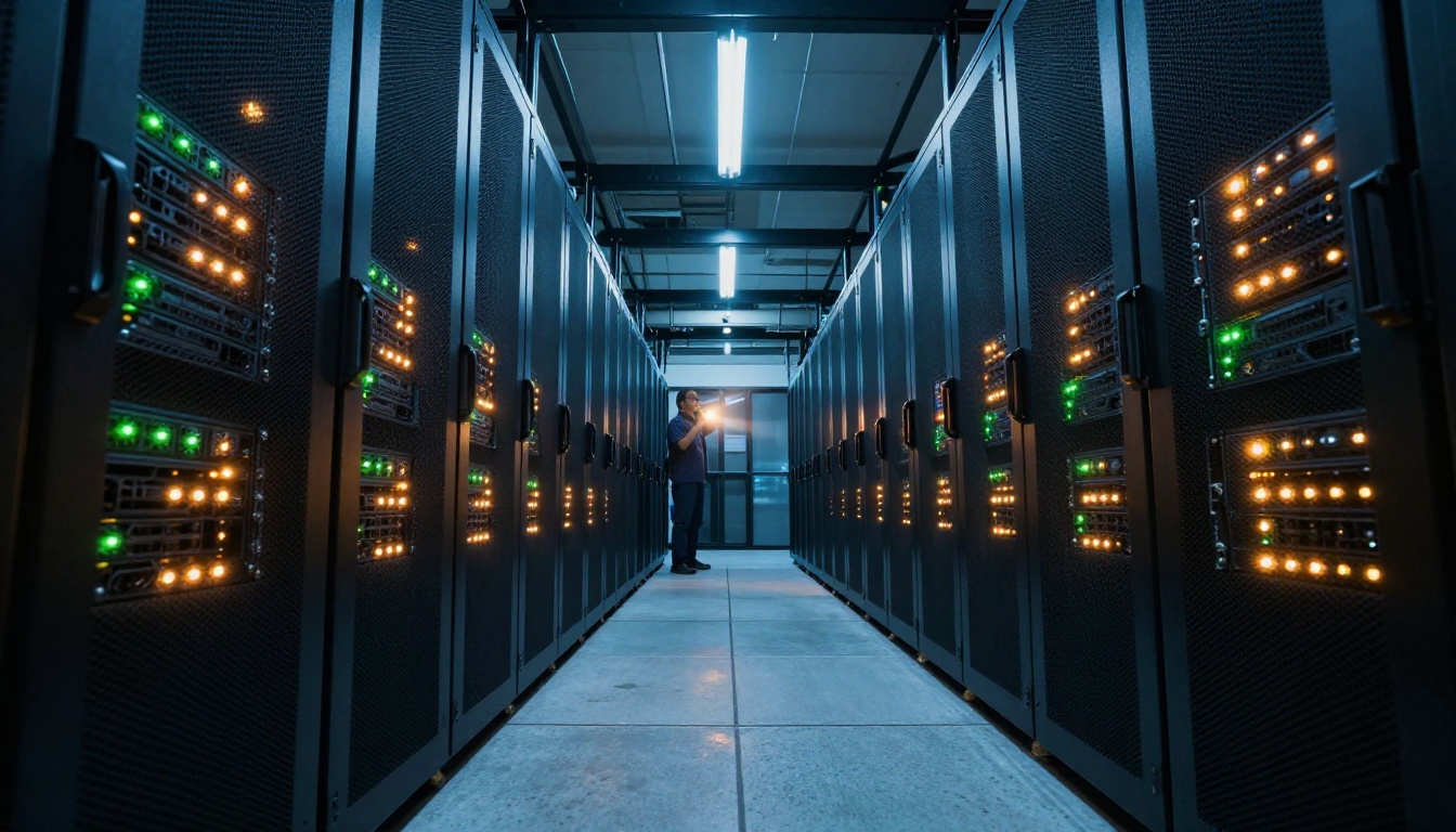 Server infrastructure corridor powering AI video generation at scale Server infrastructure corridor powering AI video generation at scale