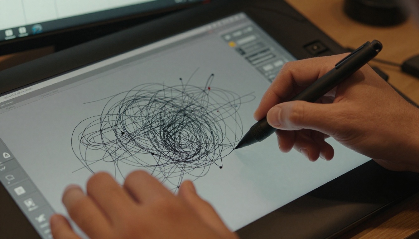 Complex camera trajectory waypoints on a graphics tablet display Complex camera trajectory waypoints on a graphics tablet display