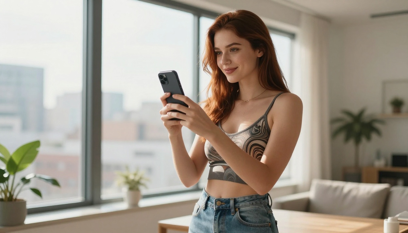 Lifestyle content creator in modern apartment Lifestyle content creator in modern apartment