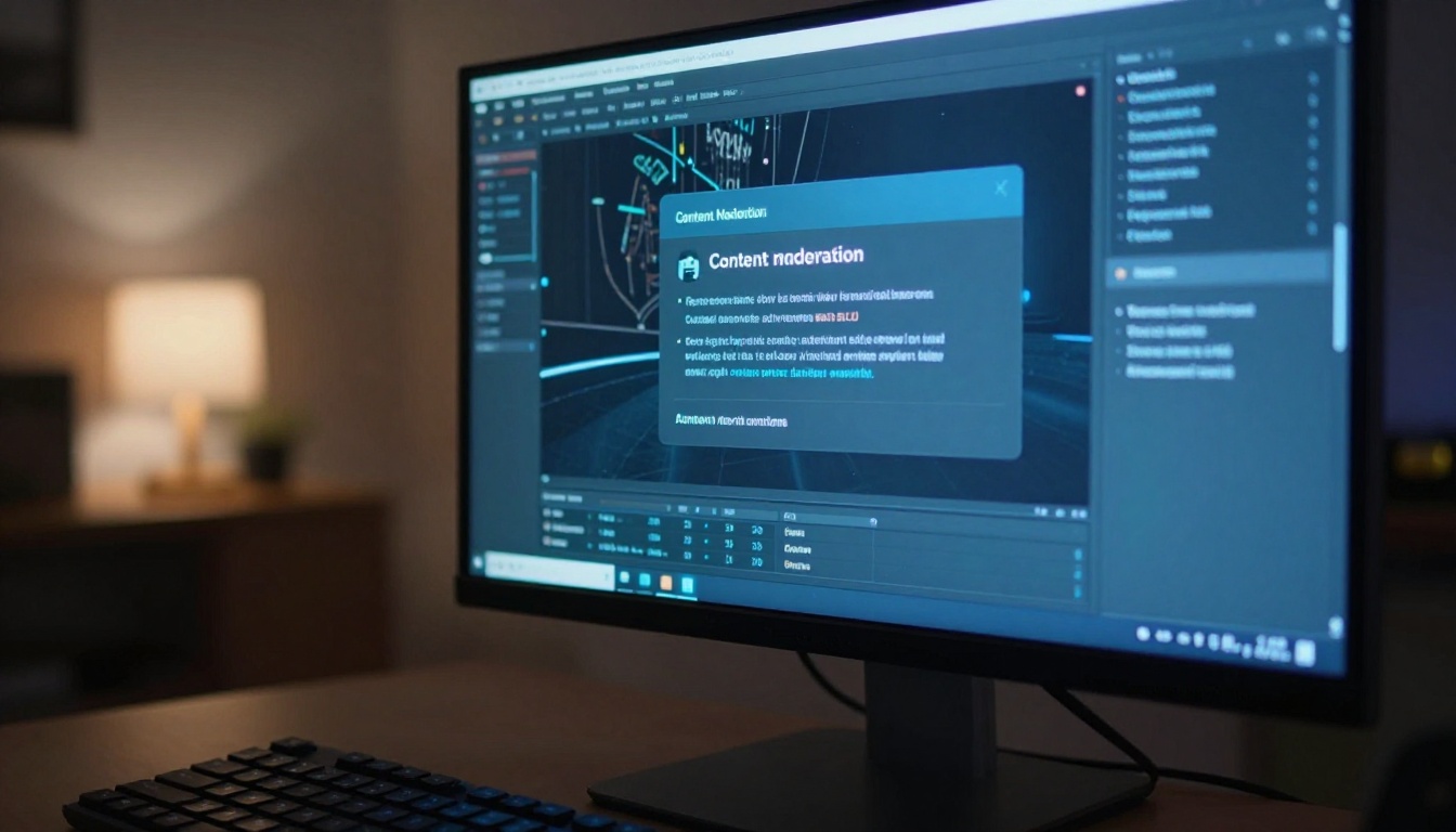 AI video generation interface with content moderation notification on screen