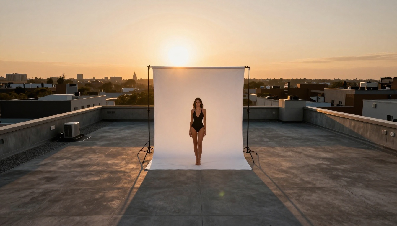 Aerial perspective of luxury rooftop photography production