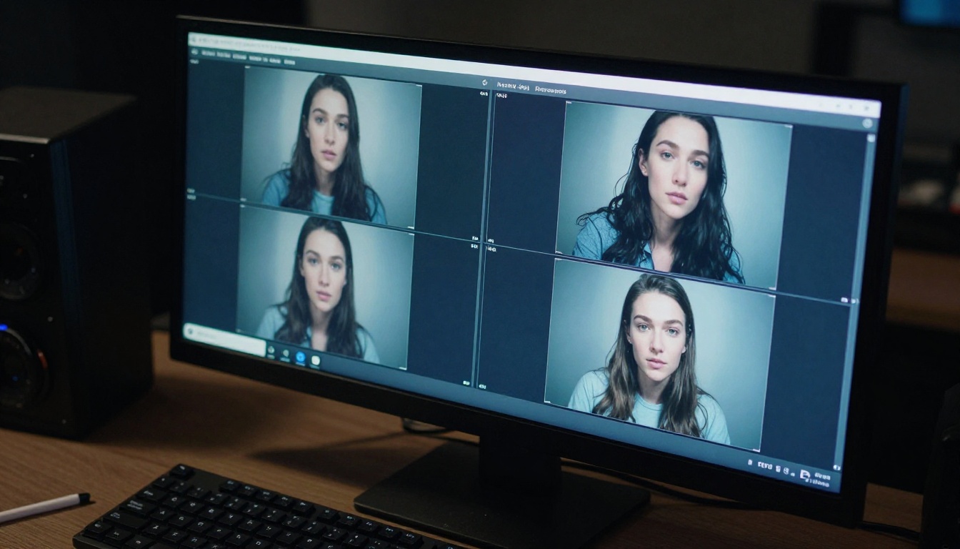 Dual monitor comparison setup in a professional video studio Dual monitor comparison setup in a professional video studio