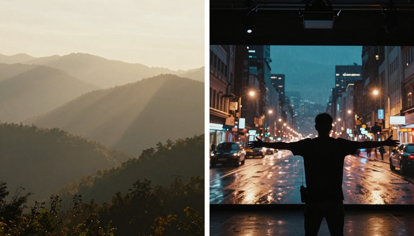 Side-by-side video quality comparison on production LED wall