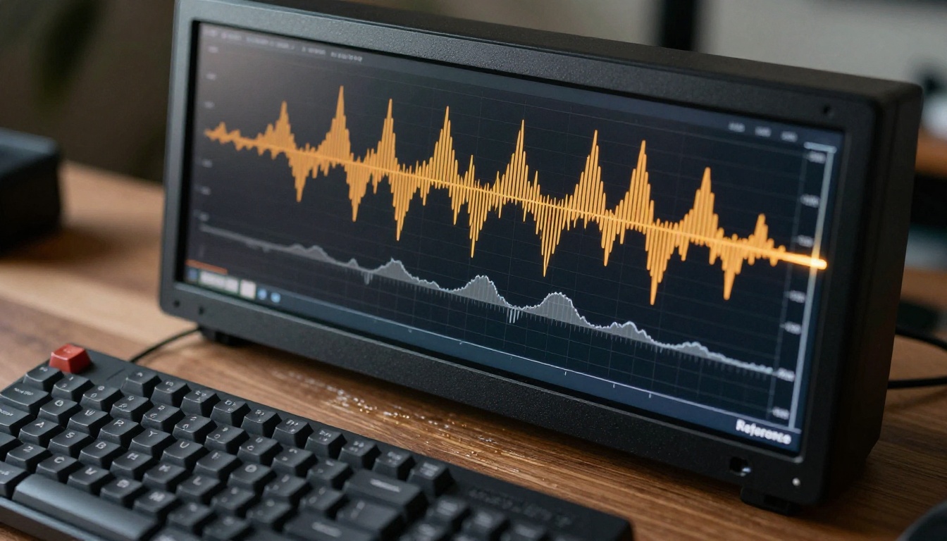 Audio waveform visualization on a professional reference monitor