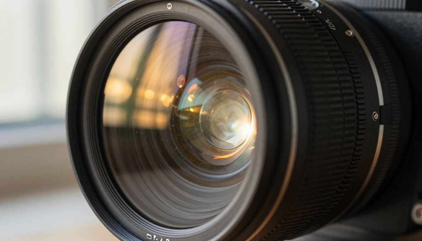 Cinema lens catching volumetric morning light in a production studio Cinema lens catching volumetric morning light in a production studio