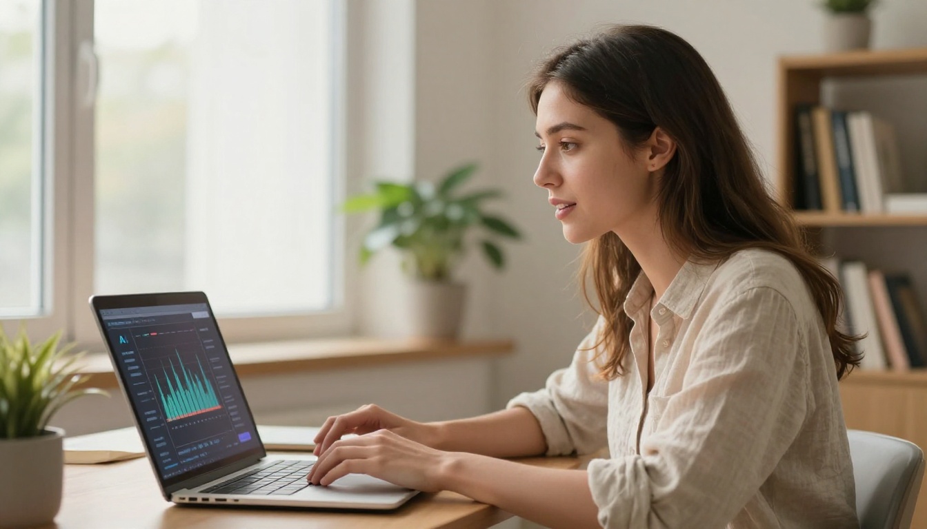 Person speaking naturally to AI interface capturing audio in real time Person speaking naturally to AI interface capturing audio in real time