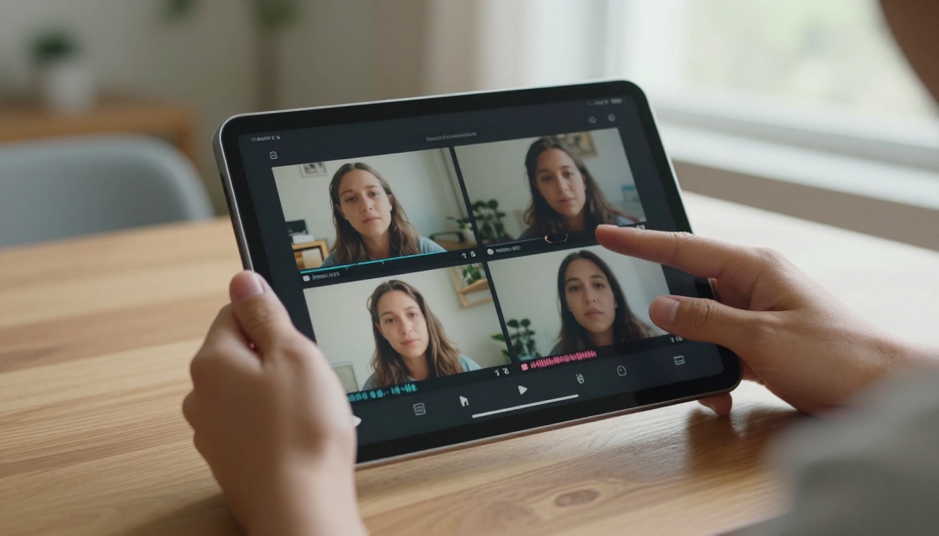 Comparing two AI video outputs side by side on a tablet screen Comparing two AI video outputs side by side on a tablet screen