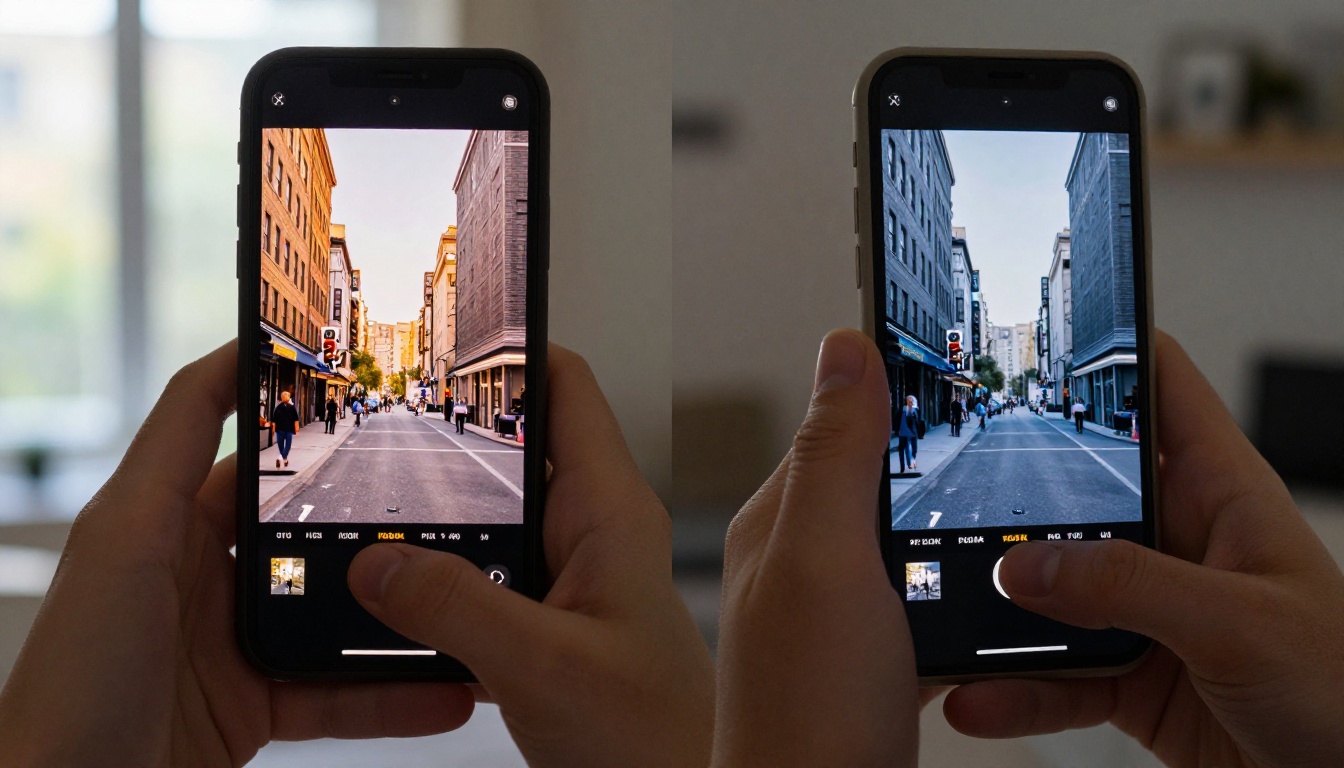 Side-by-side smartphone screens showing AI video frame comparison Side-by-side smartphone screens showing AI video frame comparison