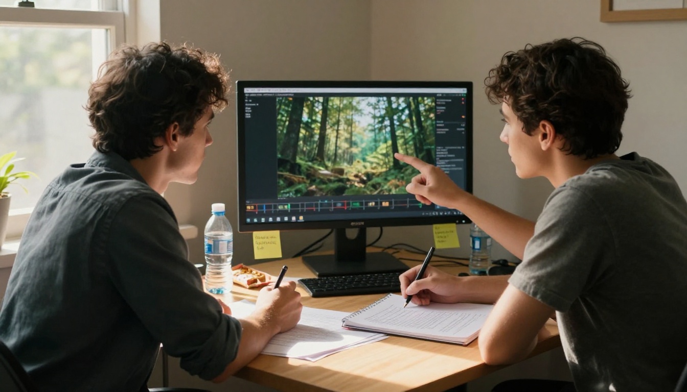 Two creators reviewing AI-generated video footage — the kind of collaborative workflow that benefits from predictable model outputs Two creators reviewing AI-generated video footage — the kind of collaborative workflow that benefits from predictable model outputs