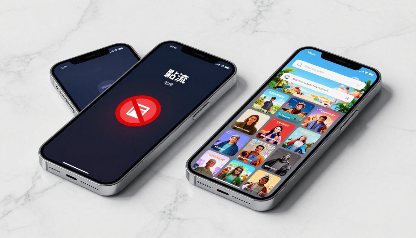 Two phones side by side showing blocked versus unlocked AI content interfaces