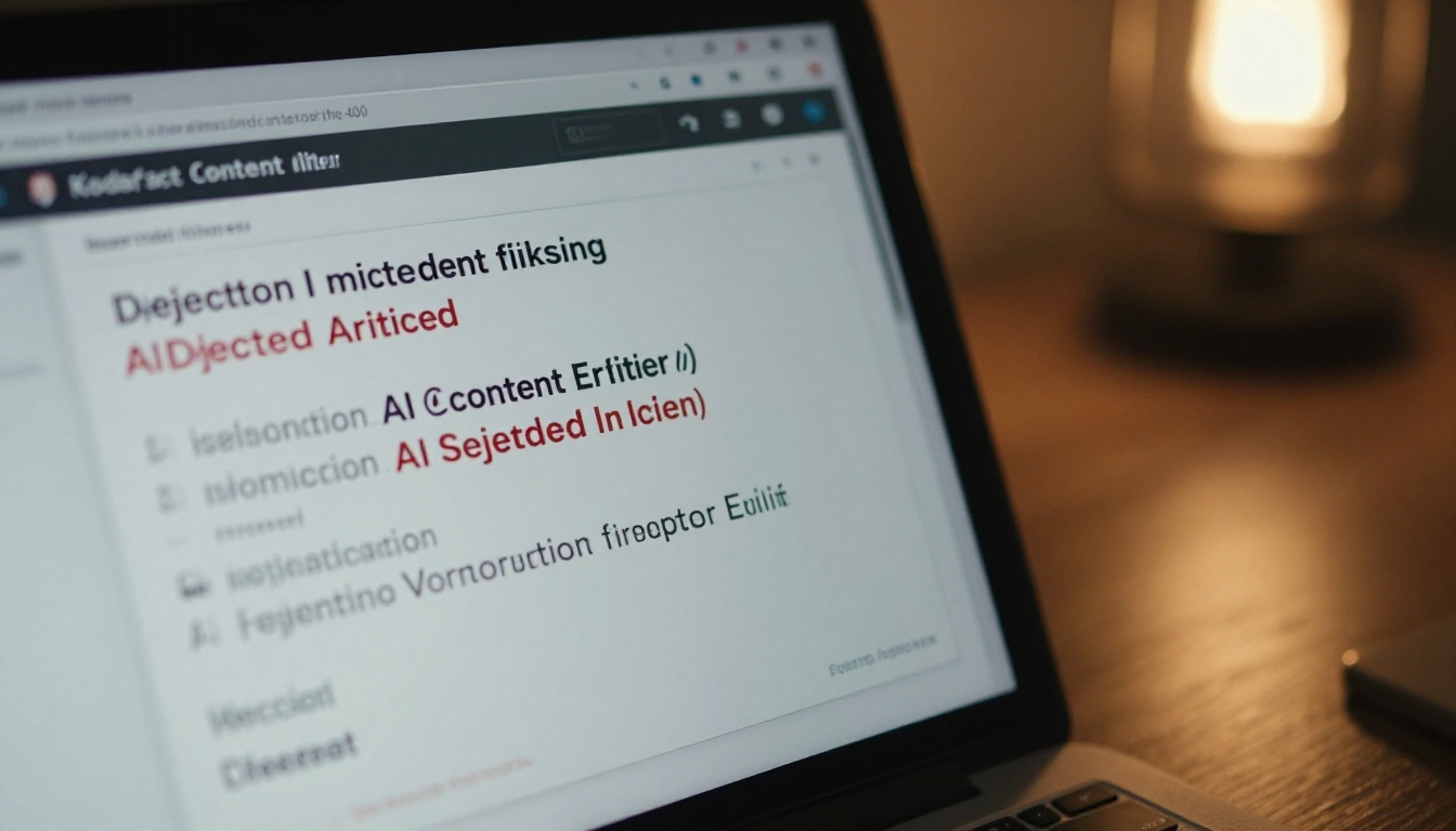 AI content filter warning on laptop screen AI content filter warning on laptop screen