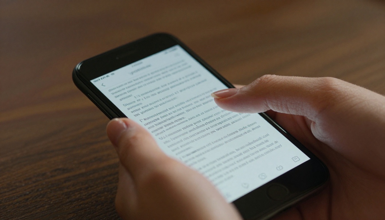 Scrolling through AI content policy terms on a smartphone